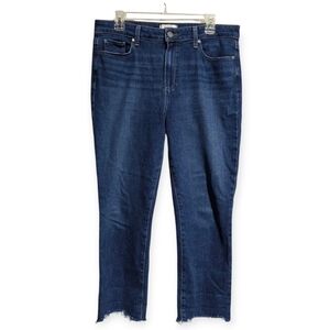 PAIGE HOXTON SLIM CROP DARCEL DISTRESSED JEANS SZ 32